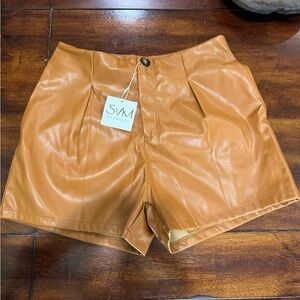 SVM Boutique Chestnut Leather Shorts
